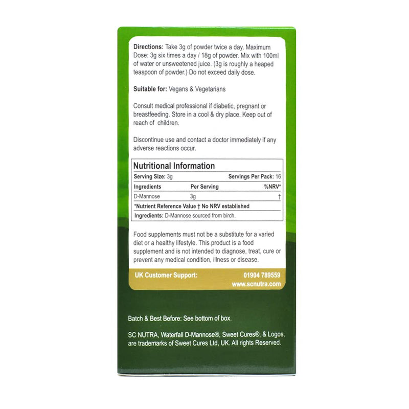 Waterfall D-Mannose Powder - 100% Pure D-Mannose Powder Naturally Sourced from Birch - Not a Blend - Free from Bulking Agent, Fillers & Cranberry - SC Nutra (Sweet Cures) - NewNest Australia