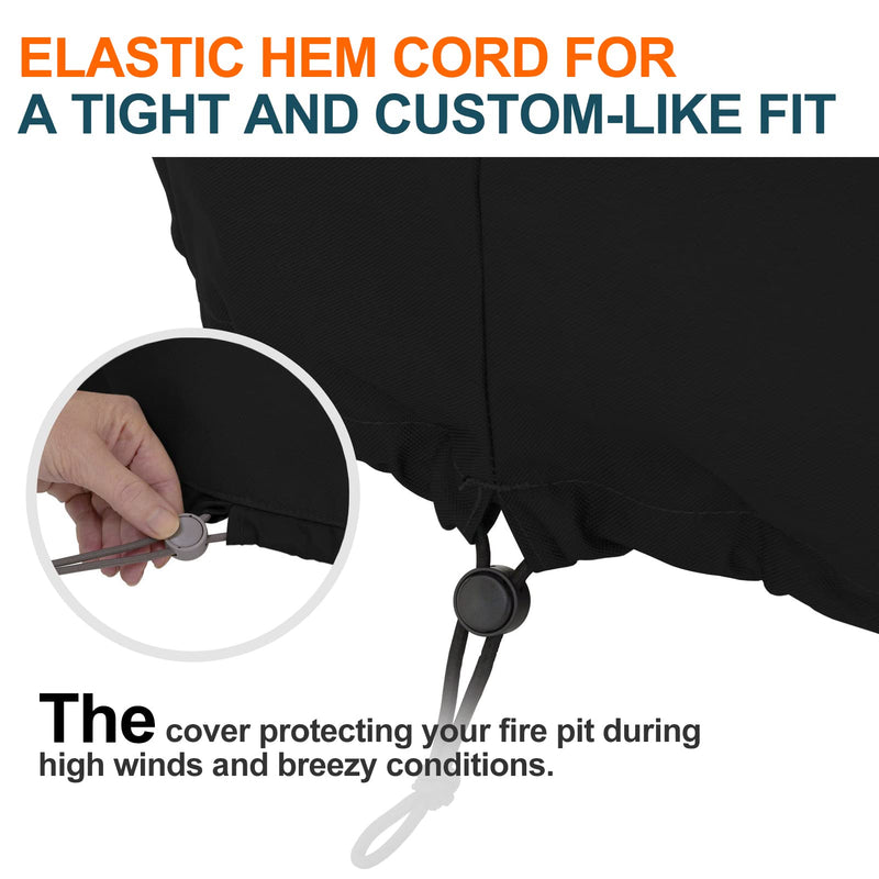 Fire pit cover for SoIo Stove Bonfire Round - Black 22 inch Heavy Duty 420D Strong water-proof, dust- proof, Sun protection, suitable for camping fire pit accessories, draw rope windproof design Bonfire - 22" - NewNest Australia