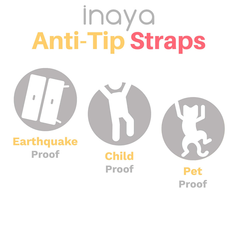 12-Pack Heavy-Duty Anti-Tip Furniture Straps - Inaya - Home Furniture Wall Anchors for Baby Proofing Dressers, Cabinets, Closets, Bookshelves and TVs - Child Safety Earthquake Secure Mount Anchors - NewNest Australia