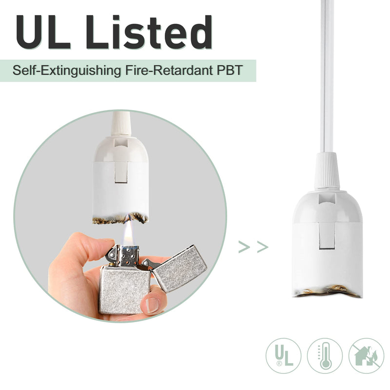 JACKYLED Extension Hanging Lantern Cord Cable UL 1-Pack 12Ft 360W with E26 E27 Socket Gear Switch + Hooks + 2-Prong US AC Power Plugs Pendant Lighting Bulb Lamp for Kitchen Bedroom Bathroom 1 pack - NewNest Australia