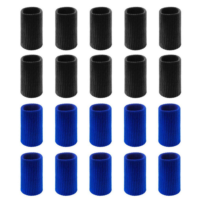 20 PCS Finger Sleeves Protectors, Sport Finger Sleeves Finger Splints Thumb Finger Brace Support Elastic Thumb Sleeves for Relieving Pain Arthritis Trigger Finger(Blue Black) Blue,black - NewNest Australia