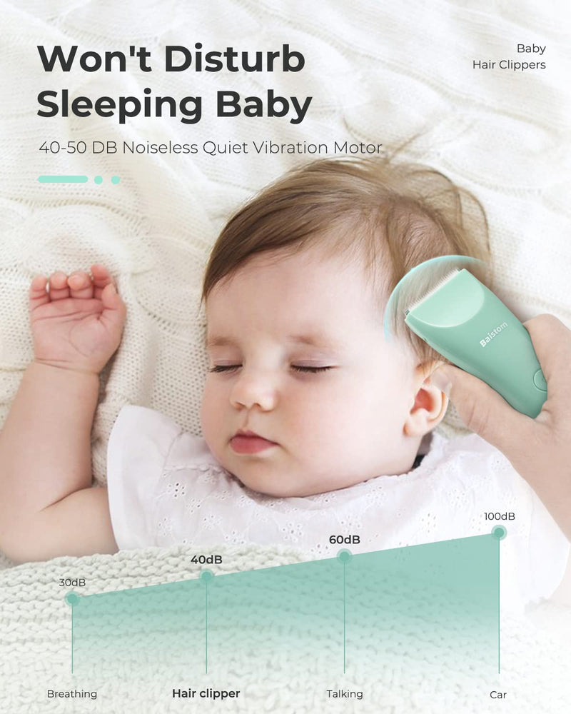 Baistom Baby Hair Clipper, Quiet Hair Trimmer for Kids and Children, Waterproof Rechargeable Cordless Haircut Kit for Toddler, Green - NewNest Australia