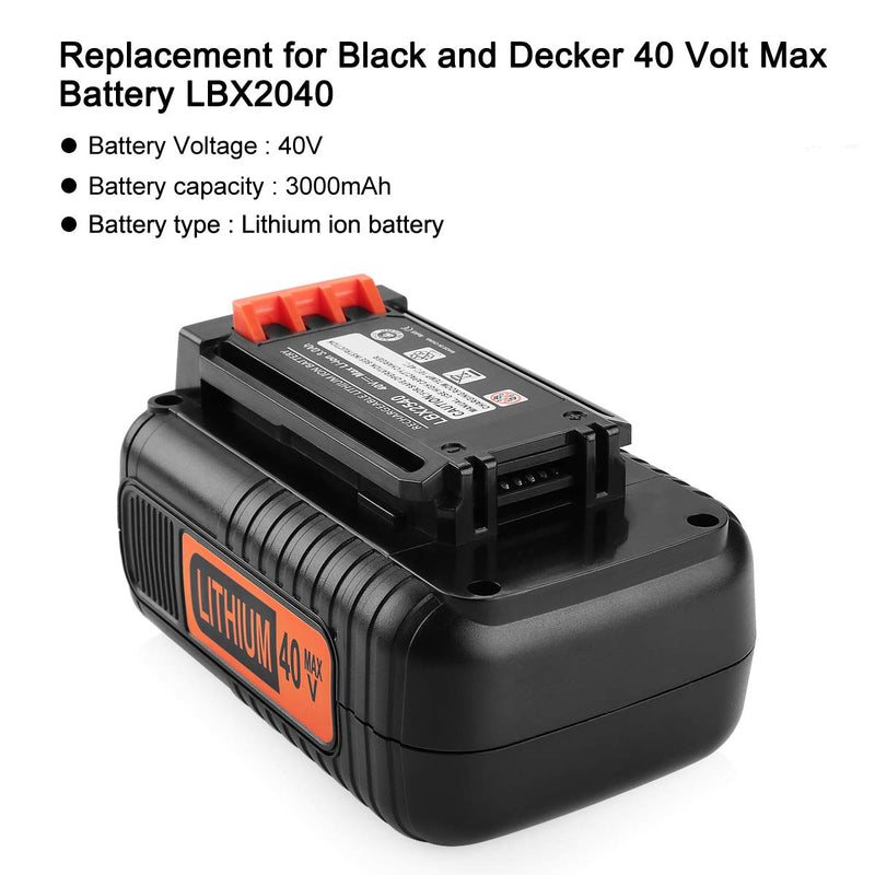 Yabelle Upgraded 3000mAh Black and Decker 40V Lithium Battery Replacement for Black and Decker 40V Battery LBX2040 LBXR36 LBXR2036 LST540 LCS1240 LBX1540 LST136W 40 Volt Black and Decker Battery - NewNest Australia