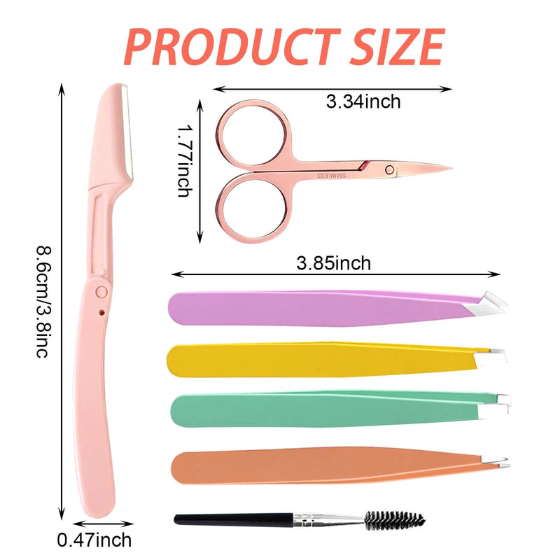 Munskt Eyebrow Tweezers Set, 7 Pieces, Stainless Steel Tweezers For Ingrown Hair Removal And Eyebrow Plucking, Precision Facial Cleansing Tools For Men And Women - NewNest Australia