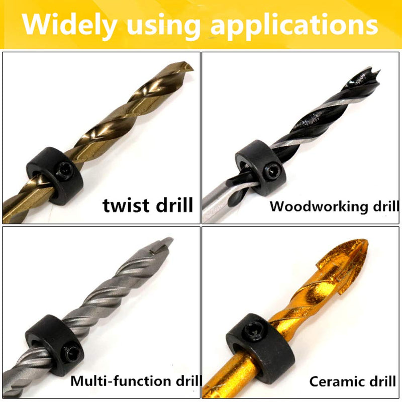 Rocaris Drill Stop Bit Collar Set – Kit Includes: 1/8", 3/16”, 1/4”, 5/16”, 3/8”, 7/16”, 1/2” and 5/8” Inch with Allen Wrench to Tighten The Stops Set-Screws (8-Piece) - NewNest Australia