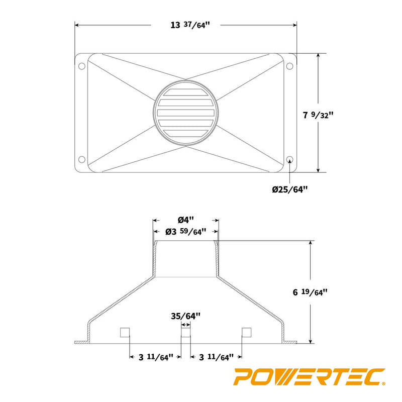 POWERTEC 70169 Mini Gulp Dust Hood with 4" Port, 13-1/2" x 7-1/4" - NewNest Australia