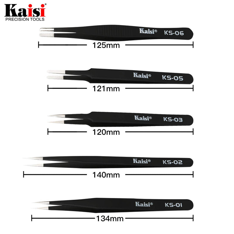 Kaisi 14 PCS Precision Tweezers Set Anti-Static ESD Tweezers Kit with 13 Precision Non-Magnetic Stainless Steel Tweezers With tweezers storage bag - NewNest Australia