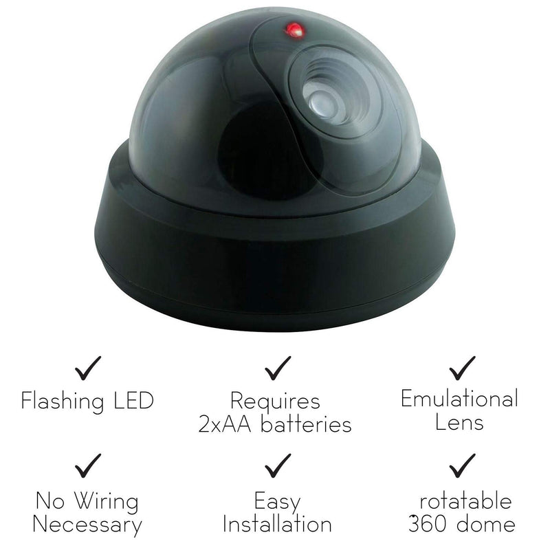 Fake Camera, Fakes Security Camera Outdoors, Dummy Dome Security Camera, Wireless Surveillance System Realistic Look with Flashing red LED Light for Home or Business (Pack of 4) - NewNest Australia