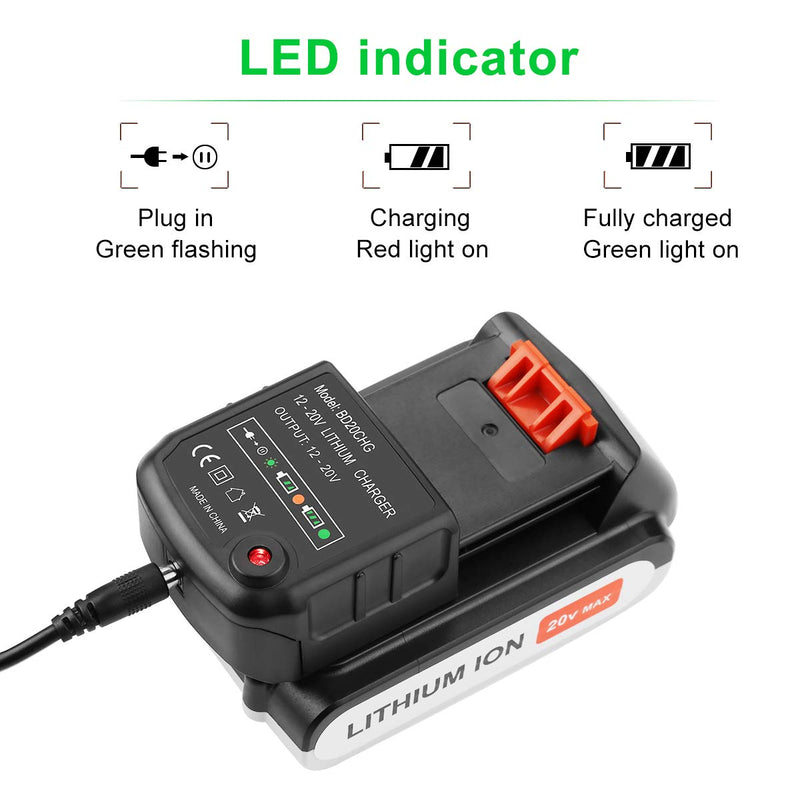 ANTRobut Replacement for 20V Black Decker LBXR20 Battery Charger Set LCS1620 Lithium-Ion 20 Volt Max Battery and 2A Black and Decker Charger - NewNest Australia