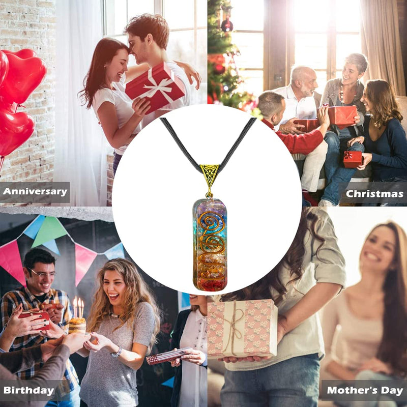 WULILONG 7 Chakra Healing Crystal Natural Gemstone Rainbow Crystals Orgone Energy Generator Protection Amulet Pendant Necklace for Women Men - NewNest Australia