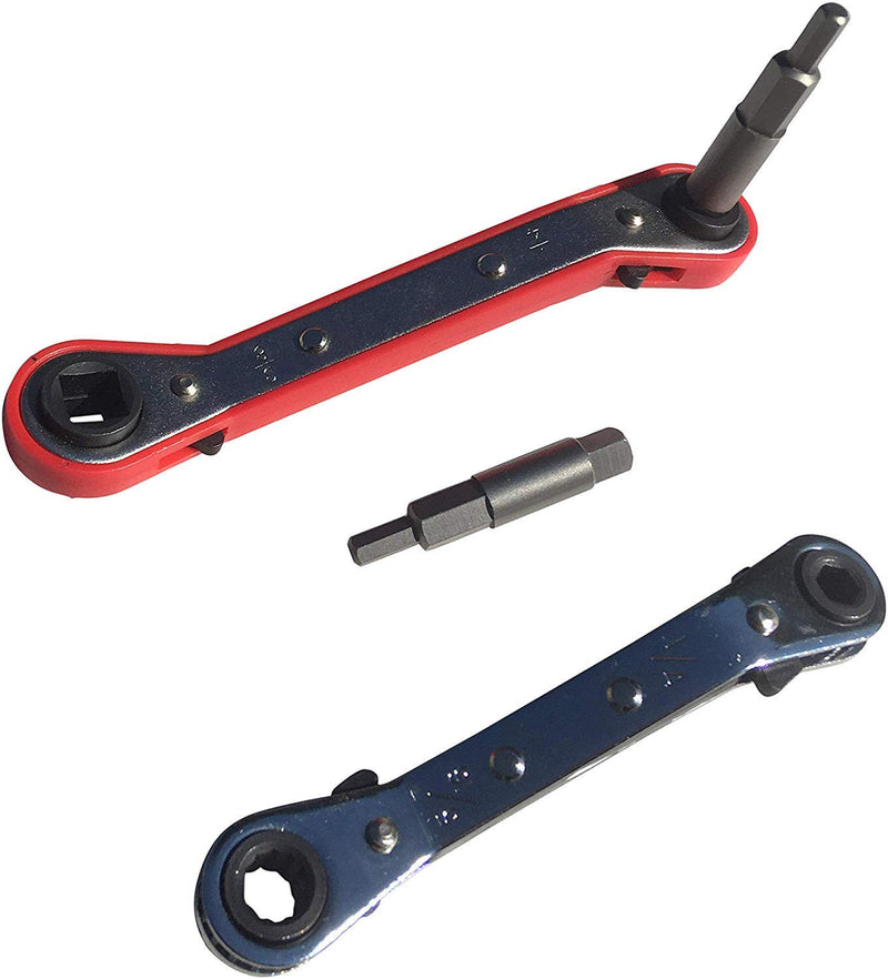 Refrigeration Tool Set - Service Wrench - 5/16 x 1/4 Ratchet Box End - Air Conditioning Valve Hex Tool (2) - NewNest Australia