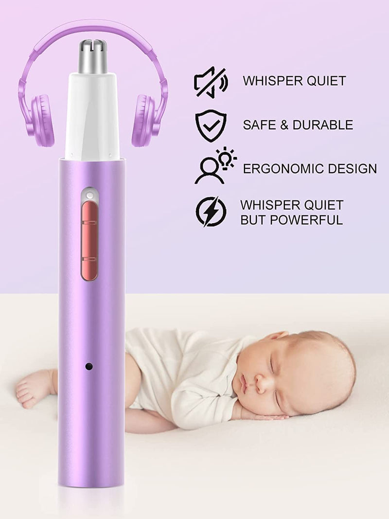 Nose hair trimmer, nose hair trimmer, ear hair trimmer, 2 in 1 professional, precision women's eyebrow and facial hair trimmer, IPX7 waterproof double blade, easy to clean - NewNest Australia