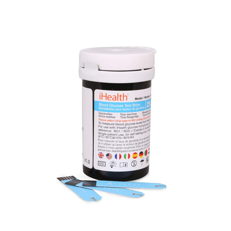 Ihealth Blood Glucose Test Strips (Pack Of 50) Blood Glucose Test, Precision Sugar Measurement For Diabetics, Strips Only Work With Ihealth Blood Glucose Meters - NewNest Australia
