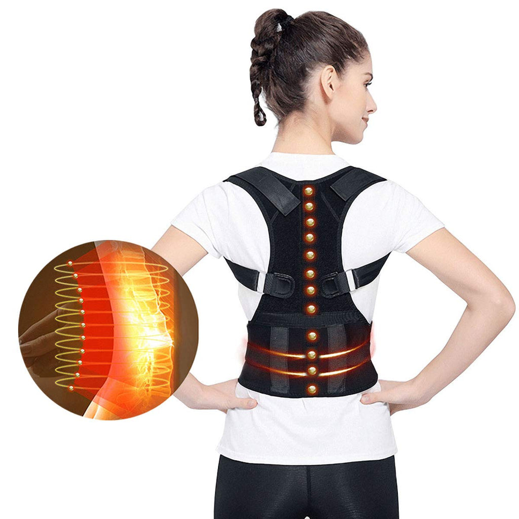 Magnetic Therapy Posture Support Back Brace - Magnetic Medical Grade Adjustable Posture Humpback Corrector Brace Shoulder Back Waist Support Belt Lumbar Support for Lower and Upper Back Pain 33" - 41" Waist - M Size - NewNest Australia