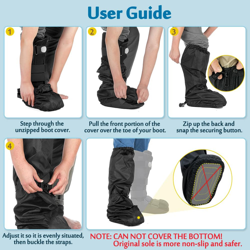 Walking Boot Cover Orthopedic Medical Air Walker Boot Foot Cast Cover for Ankle Fracture Rain Winter Snow Boot Covers Women Men Waterproof Tall Boot Protector Reusable Accessories (Black) Black - NewNest Australia
