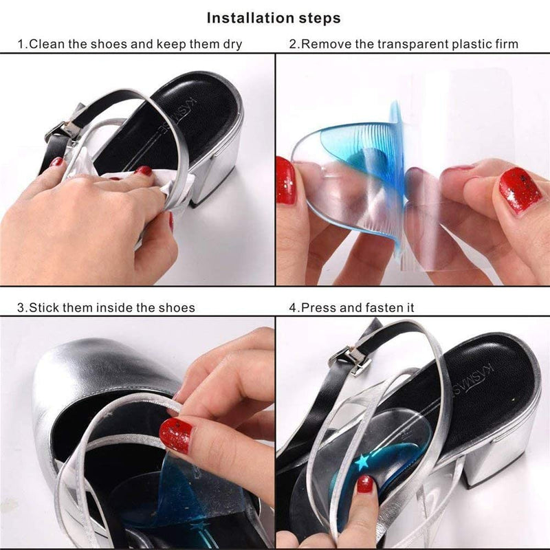 2 Pairs Gel Arch Support Insoles, Silicone Orthopedic Flat Feet Orthotic Arch Support Insoles Plantar Fasciitis Shoe Arch Support Gel High Heel Inserts Cushion Pads for Women Men (Blue) - NewNest Australia