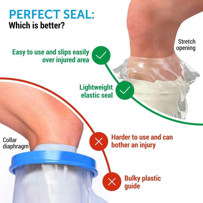 100% Waterproof Cast Cover Leg - 【Watertight Seal】 - Reusable 2 pk Cast Protector for Shower Leg Adult Knee, Ankle, Foot - Half Leg Covers - NewNest Australia