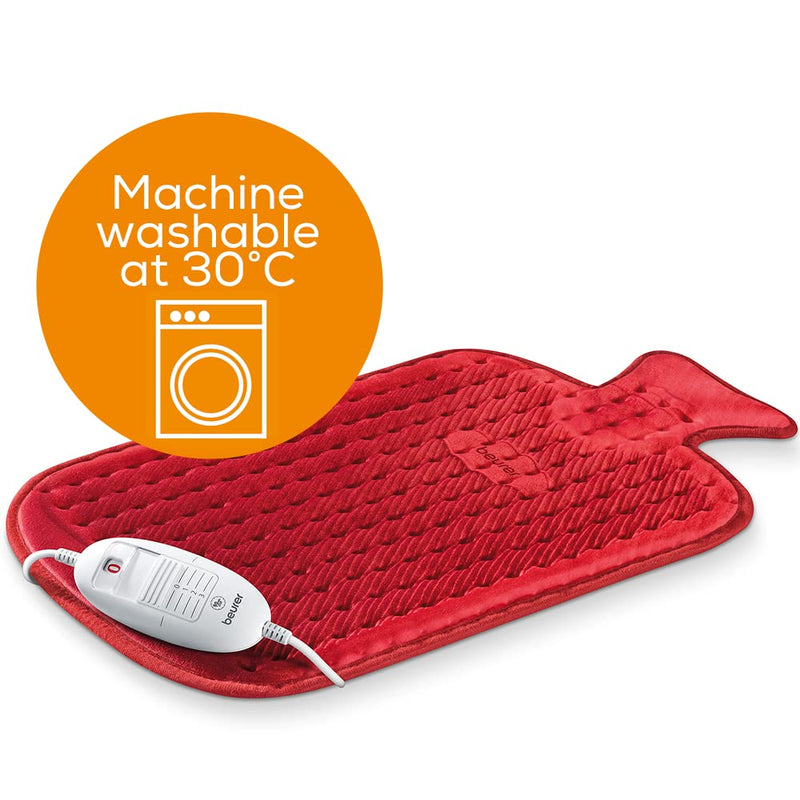 Beurer HK44UK Heat Pad | Soft and cosy electric heat pad | Rapid warm-up function | 3 electronically regulated temperature settings | Machine-washable | The NEW-AGE hot water bottle, 50 x 30 cm, Red - NewNest Australia