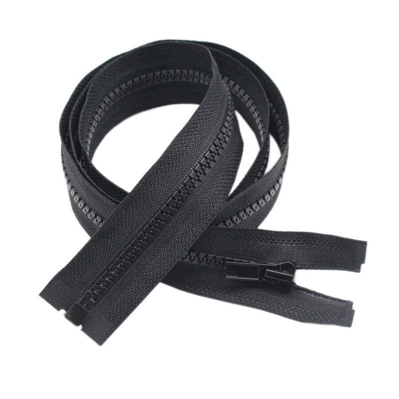 YaHoGa 2PCS #5 6 Inch Separating Jacket Zippers for Sewing Coats Jacket Zipper Black Molded Plastic Zippers Bulk (6" 2pc) 6" 2pcs - NewNest Australia