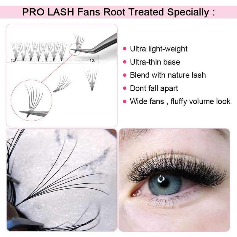 Pre Made Fan Eyelash Extensions 6D-C-0.07-14mm Short Stem Premade Fans Eyelash Extension Pre Fanned Russian Volume Lashes 0.07 0.10 Lash Extensions (6D-C-0.07-14) 14 mm - NewNest Australia