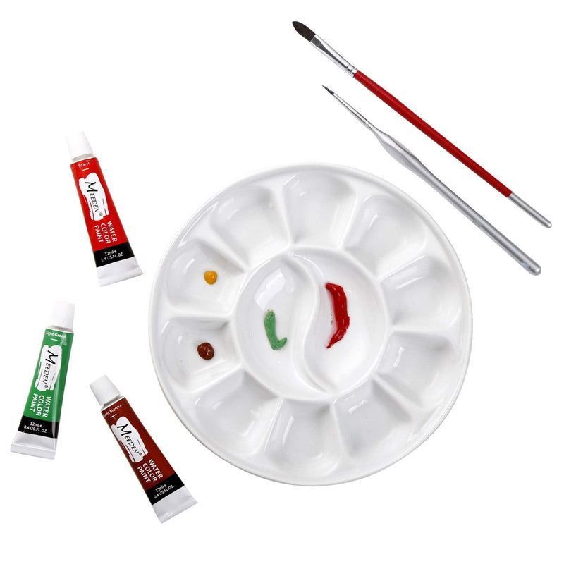 MEEDEN 12-Well Round Porcelain Watercolor Paint Palette for Watercolor Gouache Acrylic Oil Painting, 7-Inch - NewNest Australia