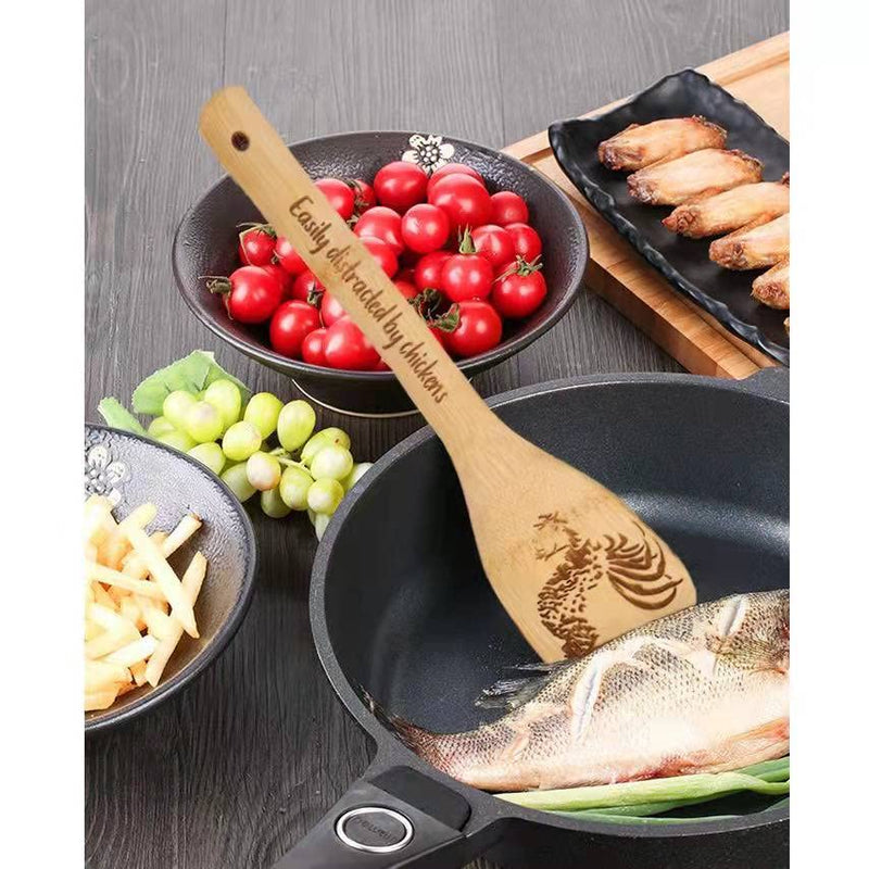 Wooden Cooking Spoons Set of 5, Rooster Chicken Decor Pioneer Woman Kitchen Accessories ,Rooster Decor for Kitchen, Bamboo Cooking Spoons Farmhouse Housewarming Wedding Mom Cooking Day Gift Rooster wooden cooking spoons - NewNest Australia