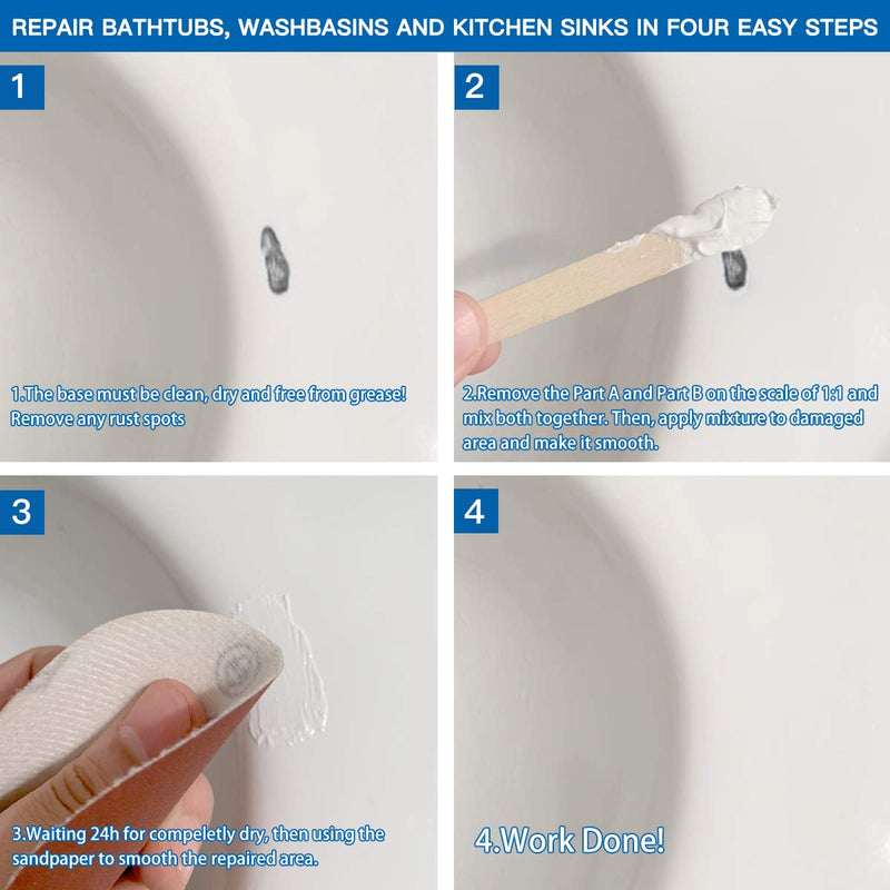Tub, Tile and Shower Repair Kit - White | Fiberglass and Porcelain Repair | Shower & Countertop - Bathtub Refinishing Kit - NewNest Australia