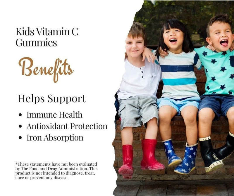 Go Healthy Natural Vitamin C Gummies with Echinacea for Kids, Vegan, OU Kosher, Halal (60) - 100 mg Servings - NewNest Australia