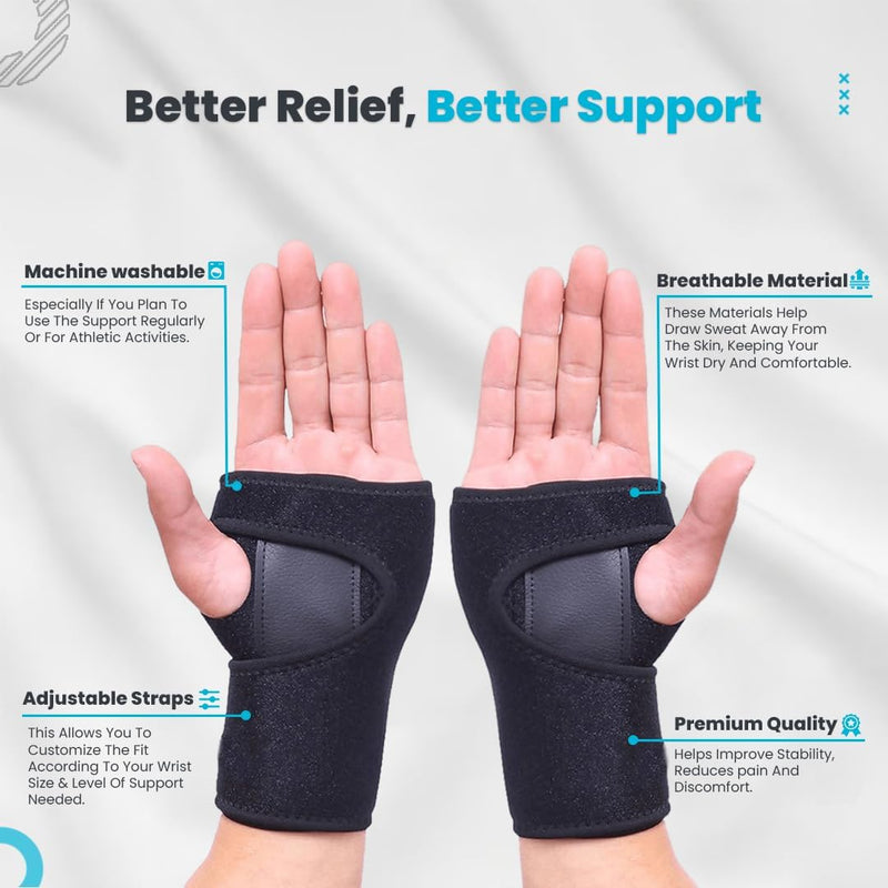 Hotcakes Wrist Supports (2PCS) for Carpal Tunnel Syndrome, Arthritis and Tendonitis – Breathable Hand and Wrist Brace Provides Wrist Splint for Joint Pain Neoprene Pair - NewNest Australia