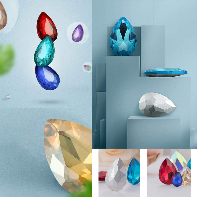Jyukan DIY Teardrop Crystal AB Resin Rhinestone Pointback Glass Faceted Jewelry Making Craft (50Pcs) Black - NewNest Australia