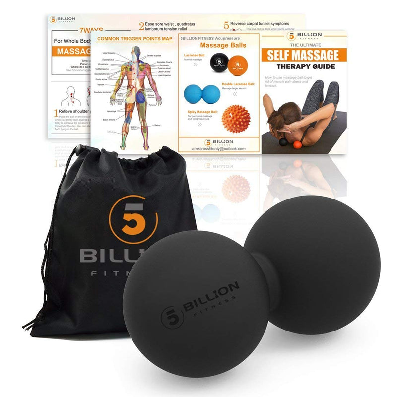 5BILLION Peanut Massage Ball - Double Lacrosse Massage Ball & Mobility Ball for Physical Therapy - Deep Tissue Massage Tool for Myofascial Release, Muscle Relaxer, Acupoint Massage Black - NewNest Australia