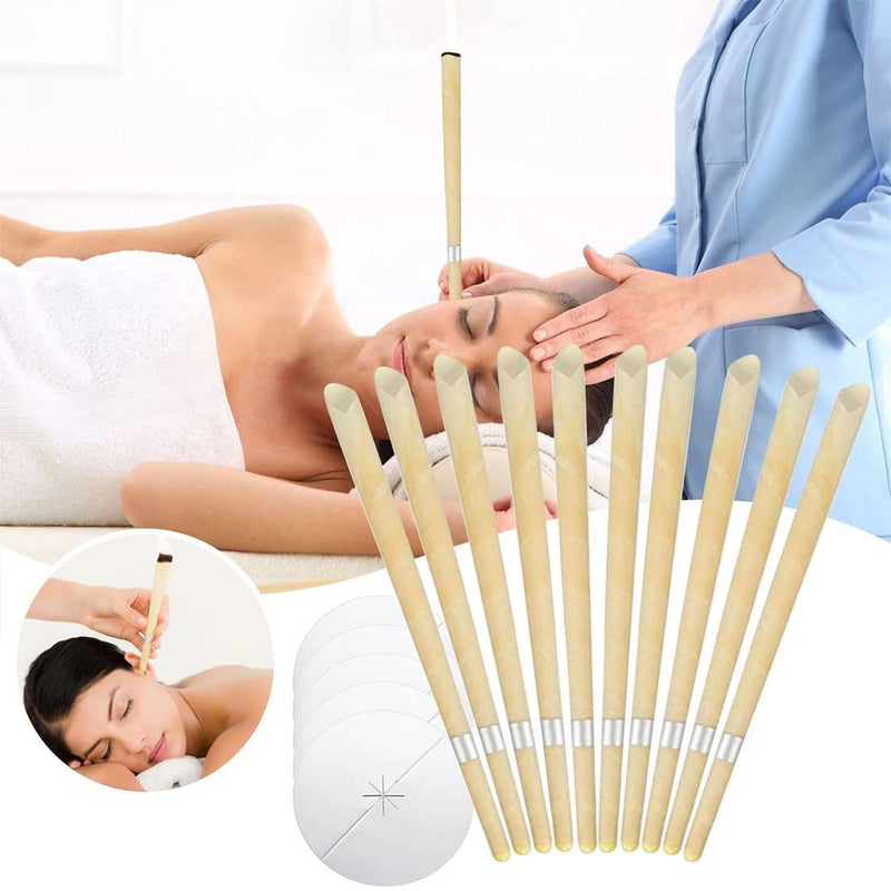 SIOPPKIK Pack of 10 Ear Candles, Ear Candles, Ear Candles, Ear Wax, Ear Candles for Cleaning, Ear Cleaner for Cleaning with 5 Protective Discs - NewNest Australia