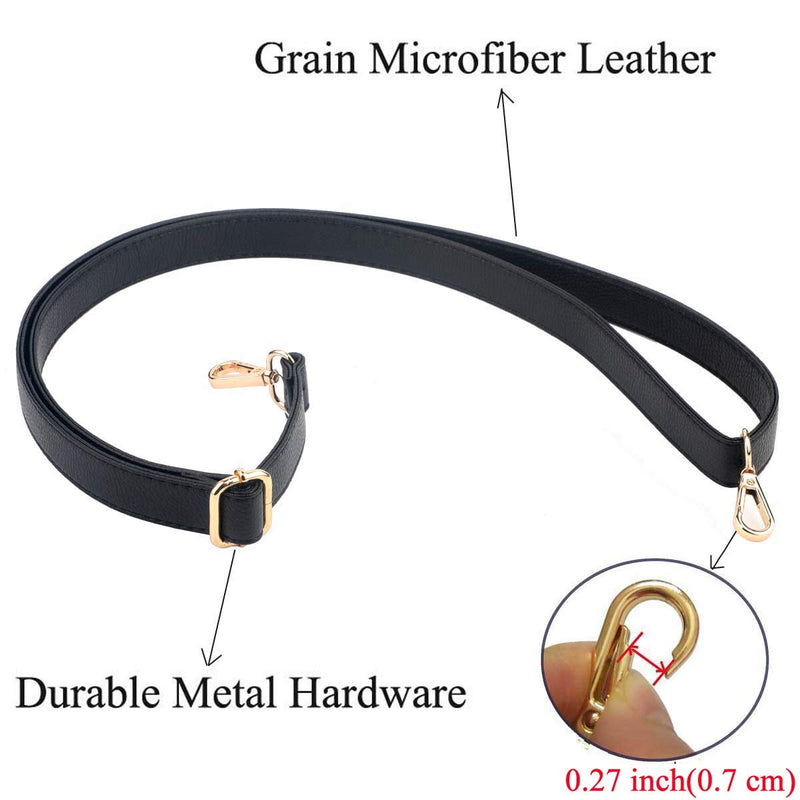 Beaulegan Purse Strap Replacement - Full Grain Microfiber Leather - 59 Inch Long Adjustable for Crossbody Shoulder Bag - 0.5 Inch Wide, Black/Gold Gold Clasp - NewNest Australia
