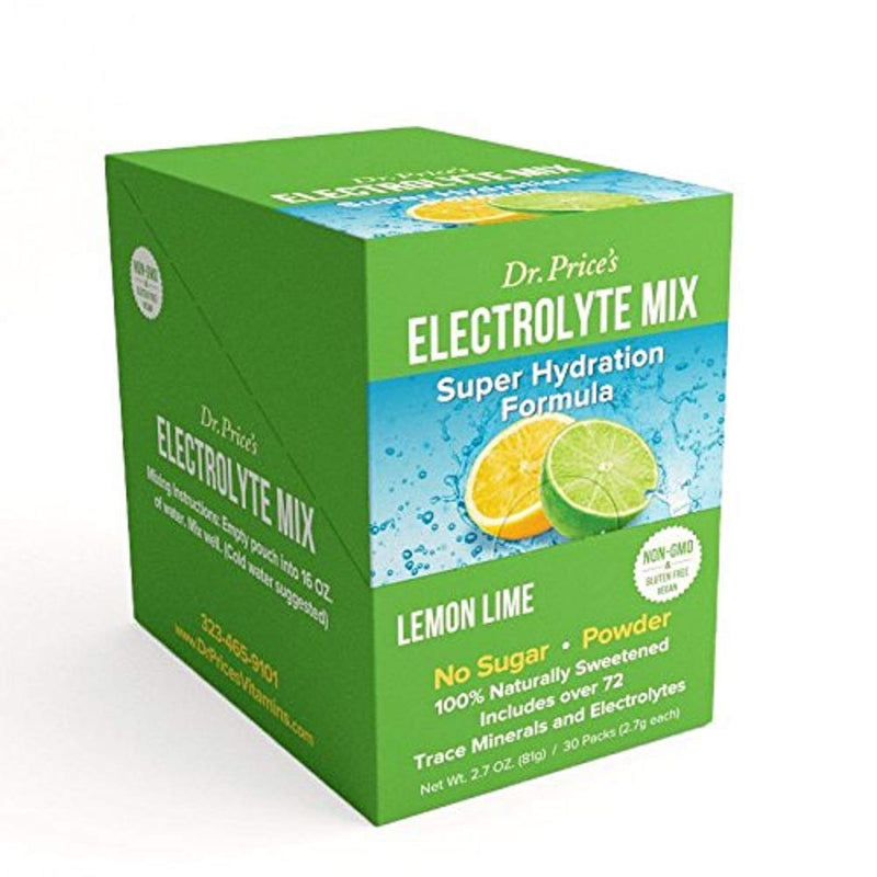 Dr. Price's Vitamins Electrolyte Mix Supplement Powder, 72 Trace Minerals, Potassium, Sodium, Electrolyte Replacement Keto Drink | Lemon-Lime 30 Packets | No Sugar, Keto, Vegan, Non-GMO, Gluten-Free - NewNest Australia