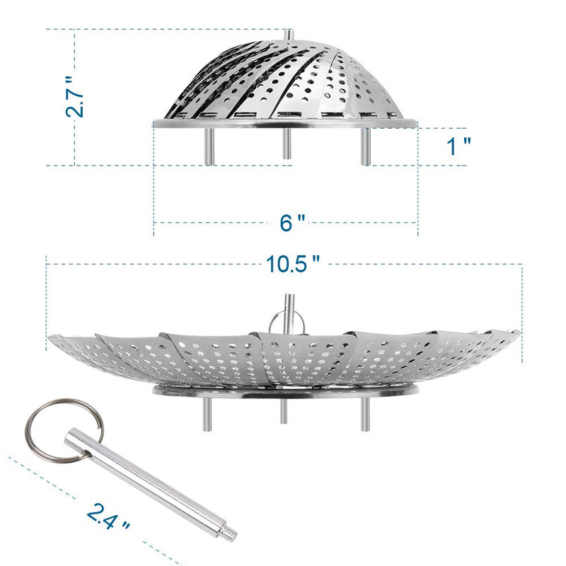 Sayfine Vegetable Steamer Basket, Premium Stainless Steel Veggie Steamer Basket - Folding Expandable Steamers to Fits Various Size Pot (Medium (6.1" to 10.5")) Medium ( 6.1" to 10.5") - NewNest Australia