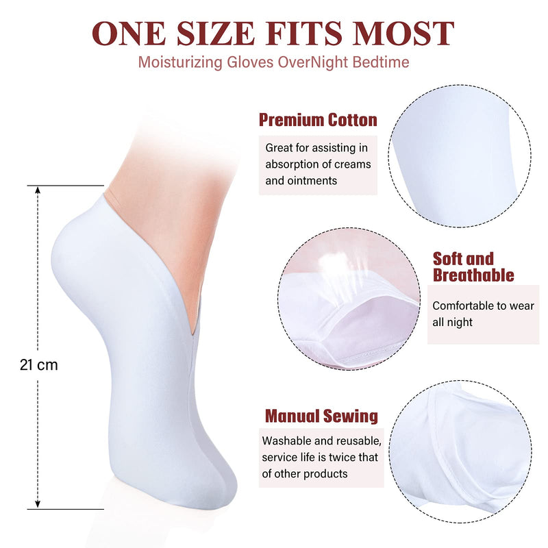 10 Pairs Moisturizing Socks Overnight, Spa Socks for Dry Feet, Cotton Moisture Enhancing Socks, Cosmetic Moisturizing Socks for Women and Men, White - NewNest Australia