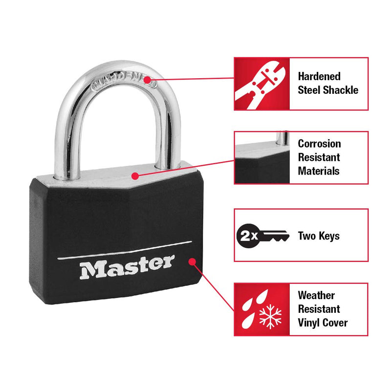 Master Lock 141D Covered Aluminum Keyed Padlock, 1 Pack, Black - NewNest Australia