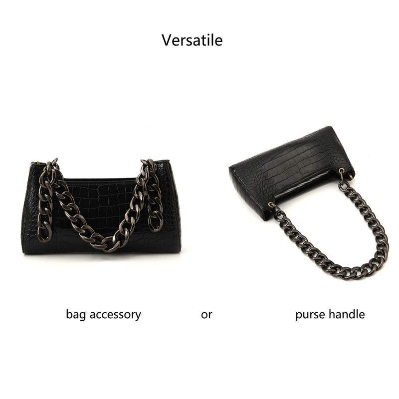 Xiazw DIY Heavy Chunky Aluminum Metal Purse Handle Bag Chain Charms Strap Replacement Handbag Accessories Decoration (Black) Black - NewNest Australia