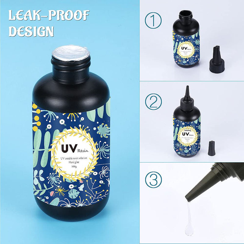 OSBANG Crystal Clear Hard UV Resin Upgraded Formula Ultraviolet Fast Curing Resin for Jewelry Making Craft Decoration, Hard Transparent Glue Solar Cure Sunlight Activated Resin (100g) 100g - NewNest Australia