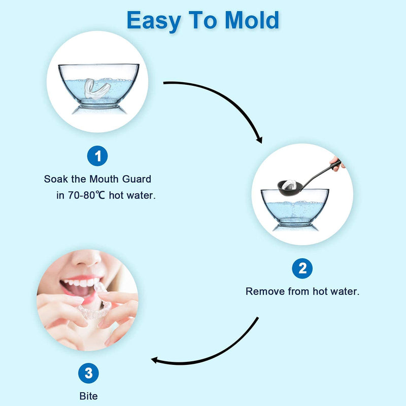 EastermCare Children's Mouth Guard for Teeth Grinding, 4 Pieces Bite Guard + Mouth Guard Case, Eliminates Grinding Bruxism, Teeth Whitening and Sports, Moldable Bite Guard for Children (5-10 Years Old Children) - NewNest Australia
