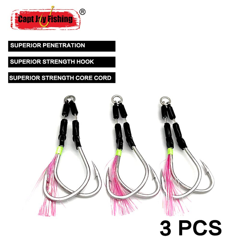 Capt Jay Fishing Assist Hooks Jigging Slow Fast Jigs Fishing Hooks Jigging Hooks Jigging jigs Stinger Jigging jigs Hook Dancing Jigging Hooks 3 Pcs 5/0-Wire - NewNest Australia