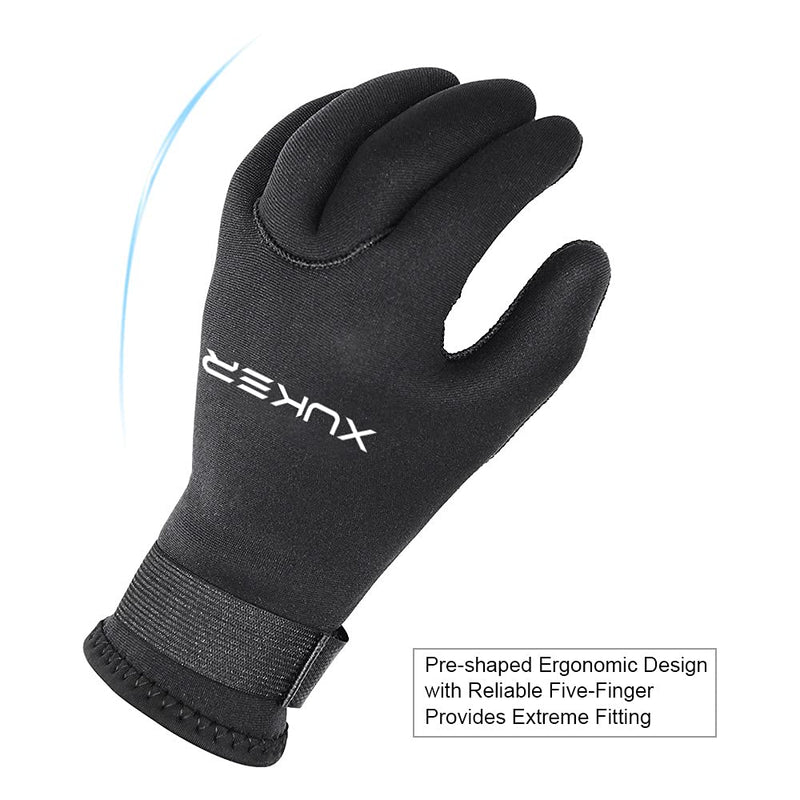 XUKER Water Gloves, 3mm & 5mm Neoprene Five Finger Warm Wetsuit Winter Gloves for Scuba Diving Snorkeling Paddling Surfing Kayaking Canoeing Spearfishing Skiing 5mm-black Medium - NewNest Australia