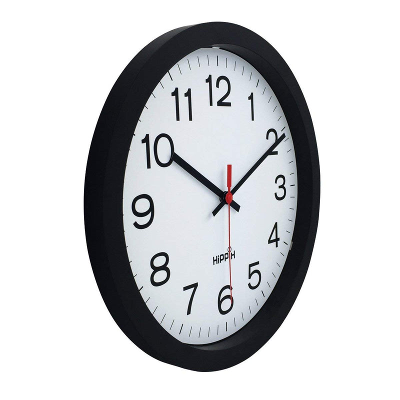 NewNest Australia - Yoobure 12" Silent Quartz Decorative Wall Clock Non-Ticking Digital Plastic Battery Operated Round Easy to Read Home/Office/School Black Clock 