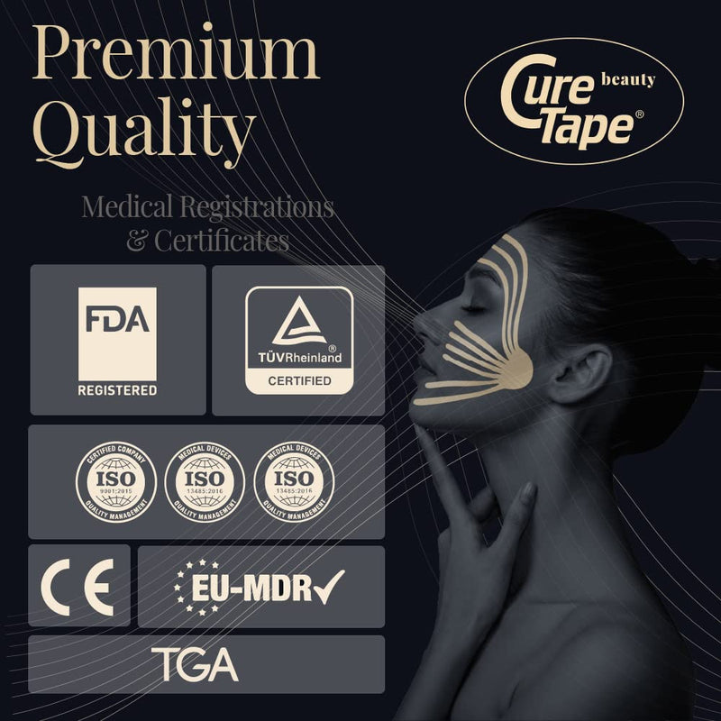 CureTape® Beauty Kinesiology Tape (5cm x 5 m) | Beauty tape for face | Face Lift Tape | Facial tape for sensitive skin | Medically Approved | Soft on the skin - NewNest Australia