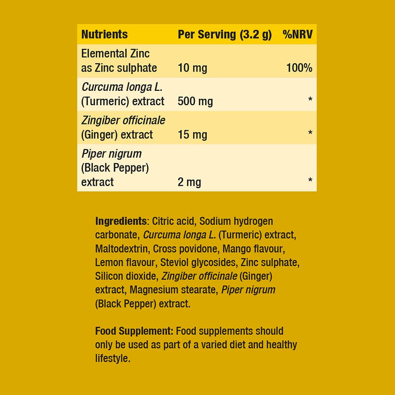 Fast&Up Turmeric & Ginger – Natural Curcumin – Super Herbs – Zinc, Ginger & Black Pepper – 25 Effervescent Tablets - Mango Flavour 25 Count (Pack of 1) - NewNest Australia