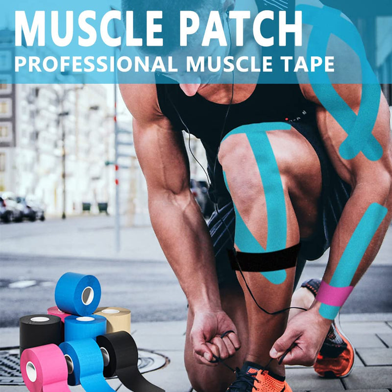 Kinesiology Tape 2 Rolls Relieve Muscle Soreness and Strain Shoulders Wrists Knees Ankles Elastic Waterproof Good Air Permeability Hypoallergenic Pink 5cm*5m by SOONGO Pack of 2 - NewNest Australia
