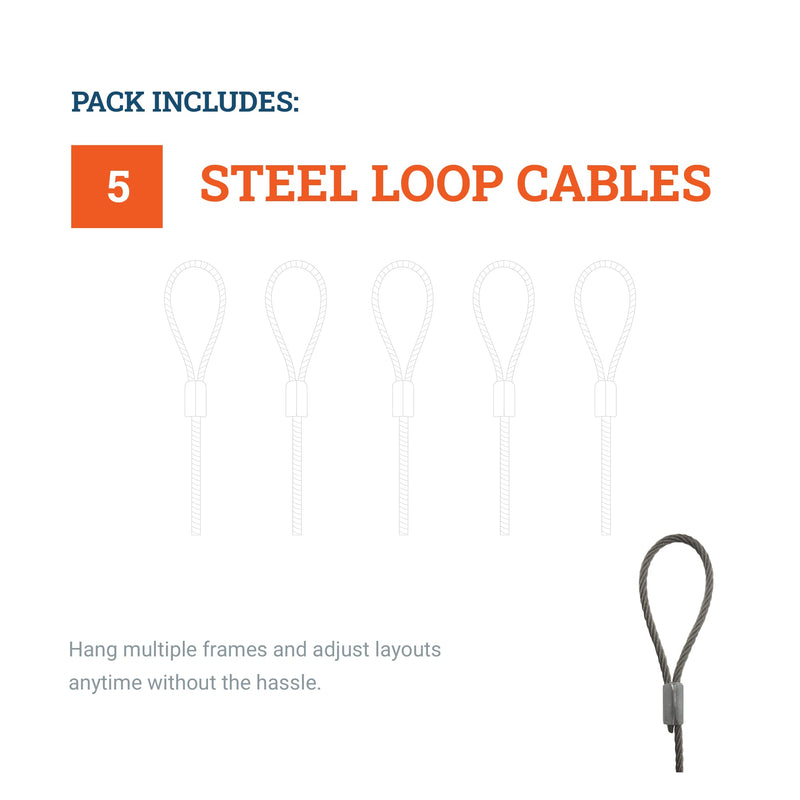Loop Hanging Steel Cables 72-inch - Supports 25 lbs - 5 Pack - Stainless Steel Braided Wire for Picture Rail Hanging System - NewNest Australia