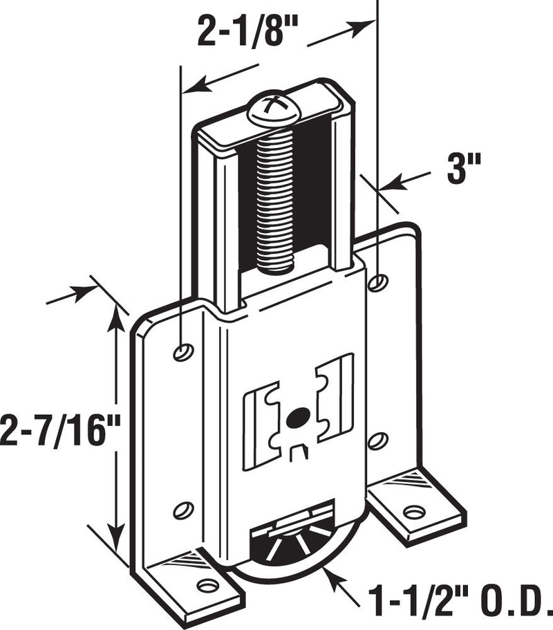 Prime-Line Products N 6817 Prime Line Bottom Mount Concave Edge Door Roller Assembly, 1-1/2 in Dia, Plastic, 1-1/2", Mill - NewNest Australia