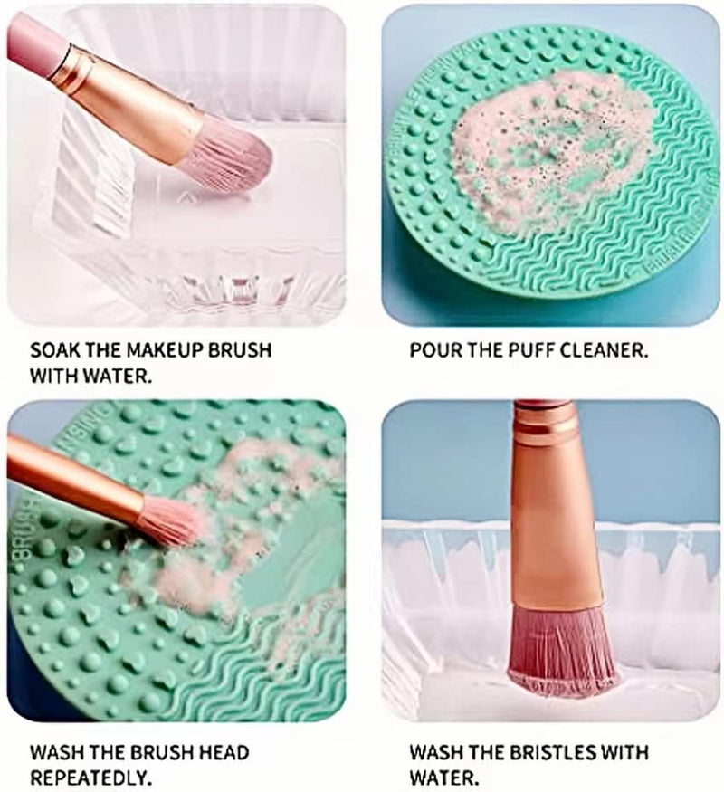 2 Pcs Makeup Brush Cleaner Mats Silicone Cosmetic Brush Cleaning Pads Makeup Brush Scrubber Mats Brush Washing Tool with Suction Cup for Foundation Face Powder Eye Shadow Eyeliner Eyebrow Brushes - NewNest Australia