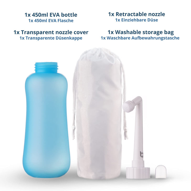 T2 Perineal Bottle - Portable Bidet for Postpartum Care, Pain Relief - 450ml Plastic Squeeze Bottle with 60° Nozzle & Washable Storage Bag - Hospital Bag Maternity Essential, Gift for Mum to Be - NewNest Australia